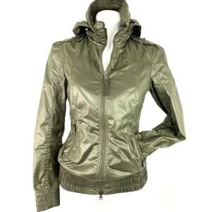 MACKAGE XS CAMO GREEN PACKABLE BOMBER RAIN JACKET